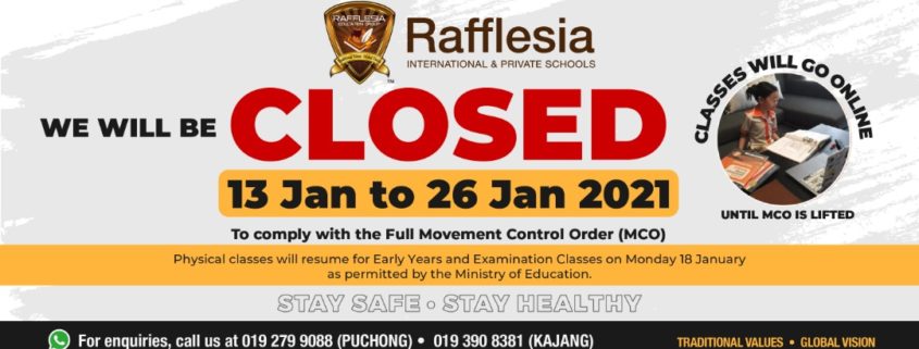 RIS closed due to MCO. All classes wil conducted through online platform.