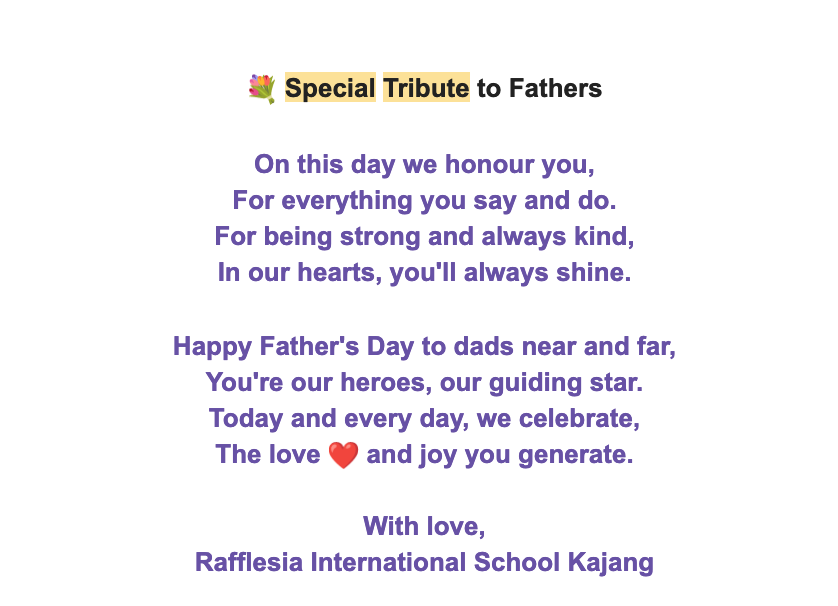 Special Tribute to Fathers